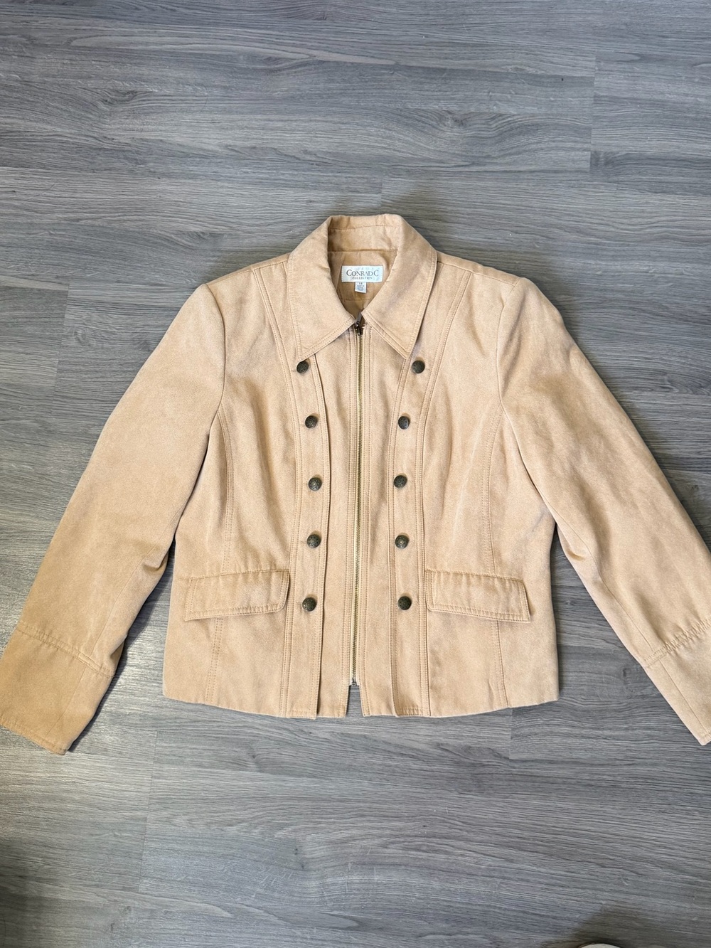 Classic Women's Faux Suede Button-Front Jacket - Beige Conrad C Collection